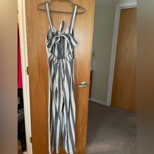 Grey Stripe Jumpsuit